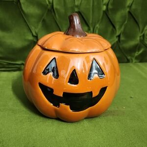 Orange Pumpkin Ceramic Jar